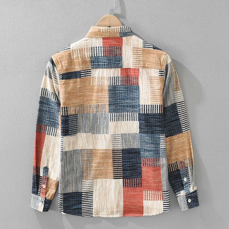 Camisa hombre algodón estampado patchwork estilo casual - Hector
