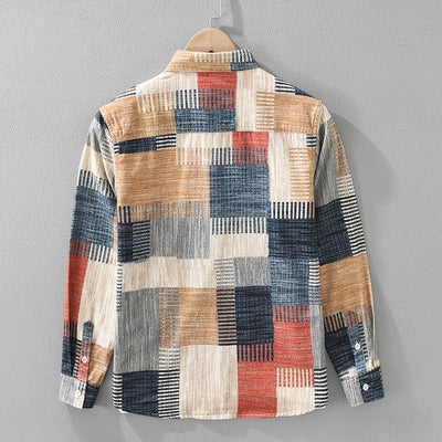 Camisa hombre algodón estampado patchwork estilo casual - Hector