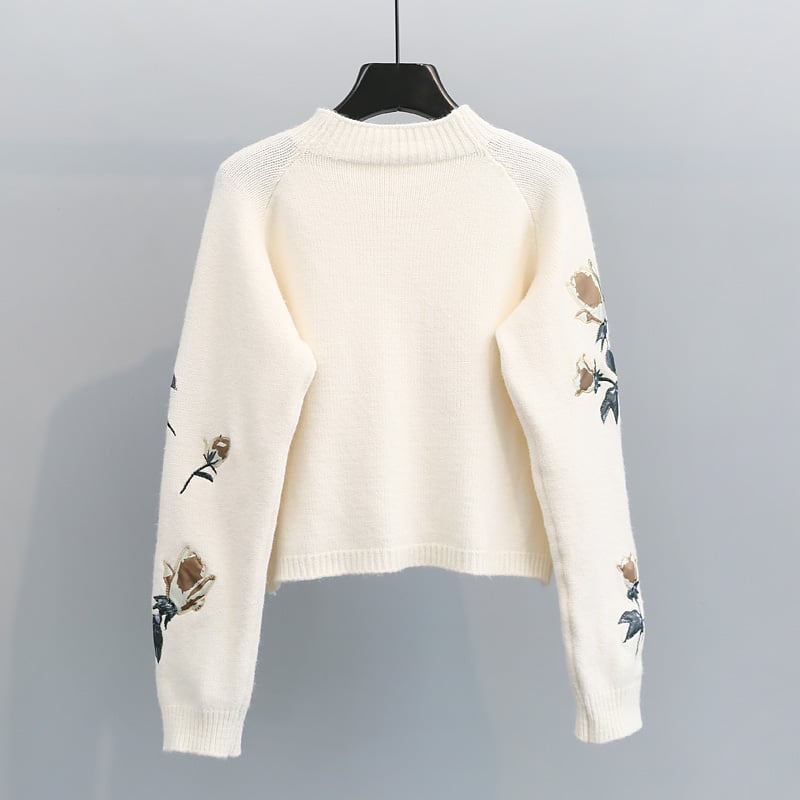 Jersey de punto para mujer con bordado floral - Adrienne