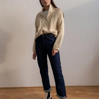 Hanna - Jersey de cuello alto con diseño geométrico de punto trenzado