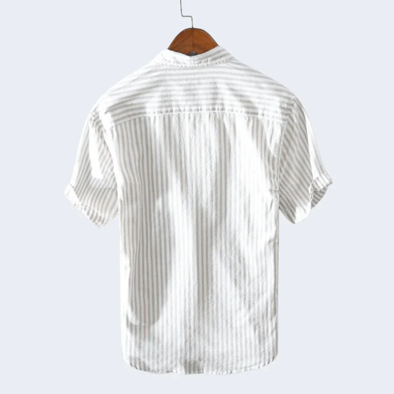 Camisa abotonada de manga corta para hombre - rayas