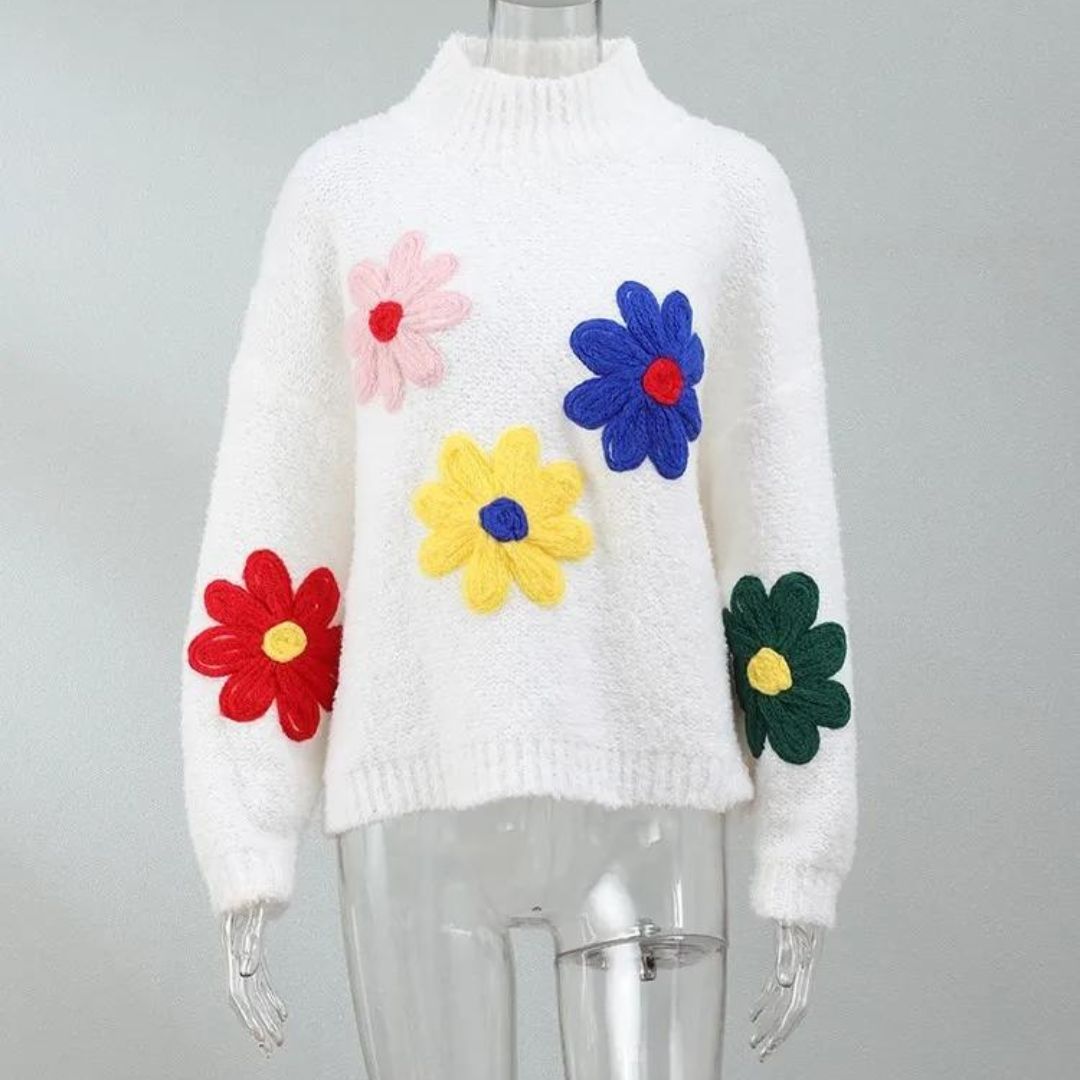 Farah - Jersey de punto grueso con llamativos apliques florales