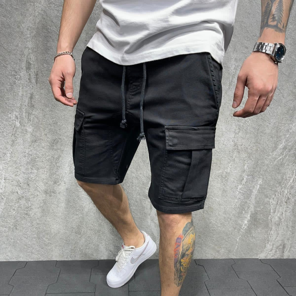 Pantalones cortos para hombre de algodón con bolsillos estilo cargo - Dario