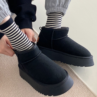 Botines de invierno para mujer en ante con suela gruesa - Helena