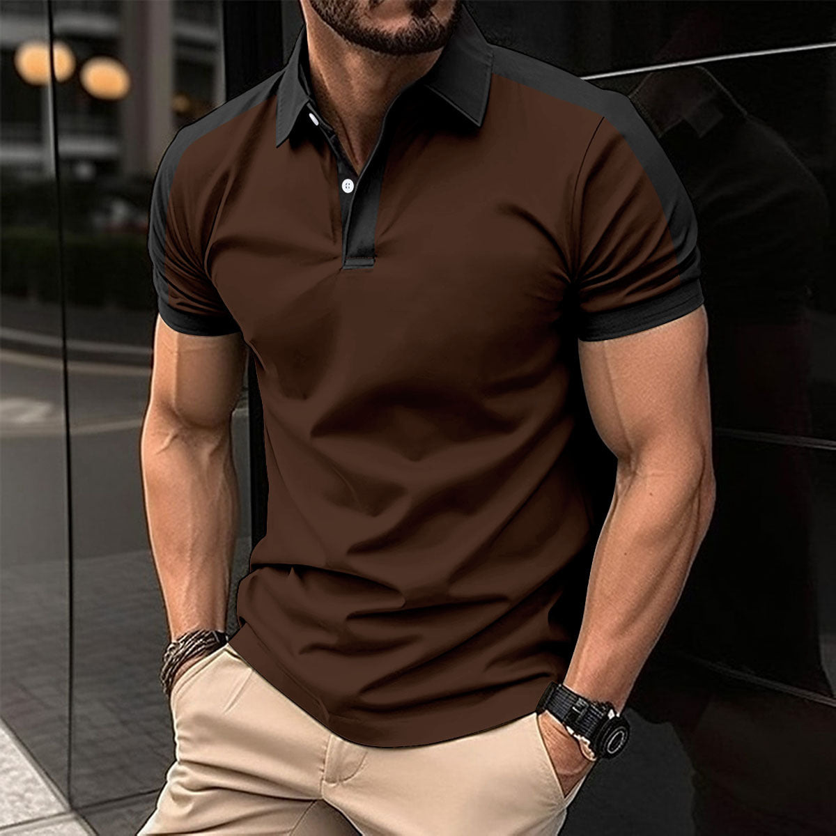 Camisa de negocios de manga corta para hombre Polo informal veraniego