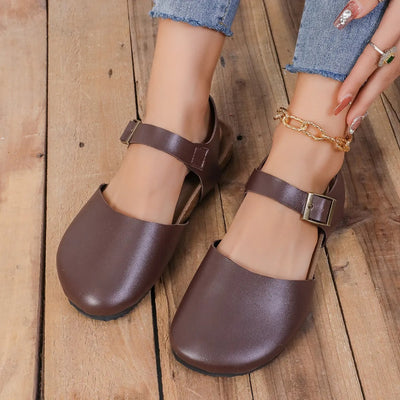 Sandalias planas mujer puntera cerrada con hebilla - Martina