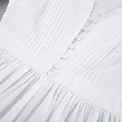 Vestido corto para mujer botones decorativos estilo evasé - Mirella
