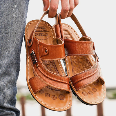 Sandalias para hombre de cuero genuino con diseño ergonómico transpirable - Martín