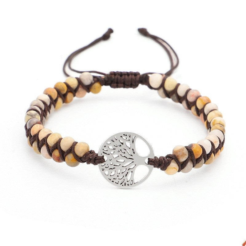 Pulsera de yoga tejida con dije árbol de vida