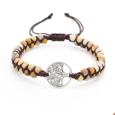 Pulsera de yoga tejida con dije árbol de vida