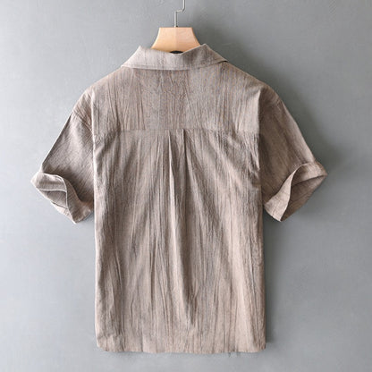Camisa para hombre de manga corta lino algodón estilo retro - Adriano