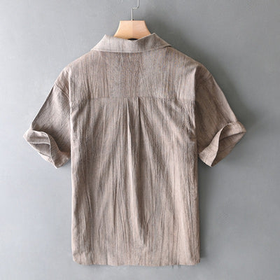 Camisa para hombre de manga corta lino algodón estilo retro - Adriano