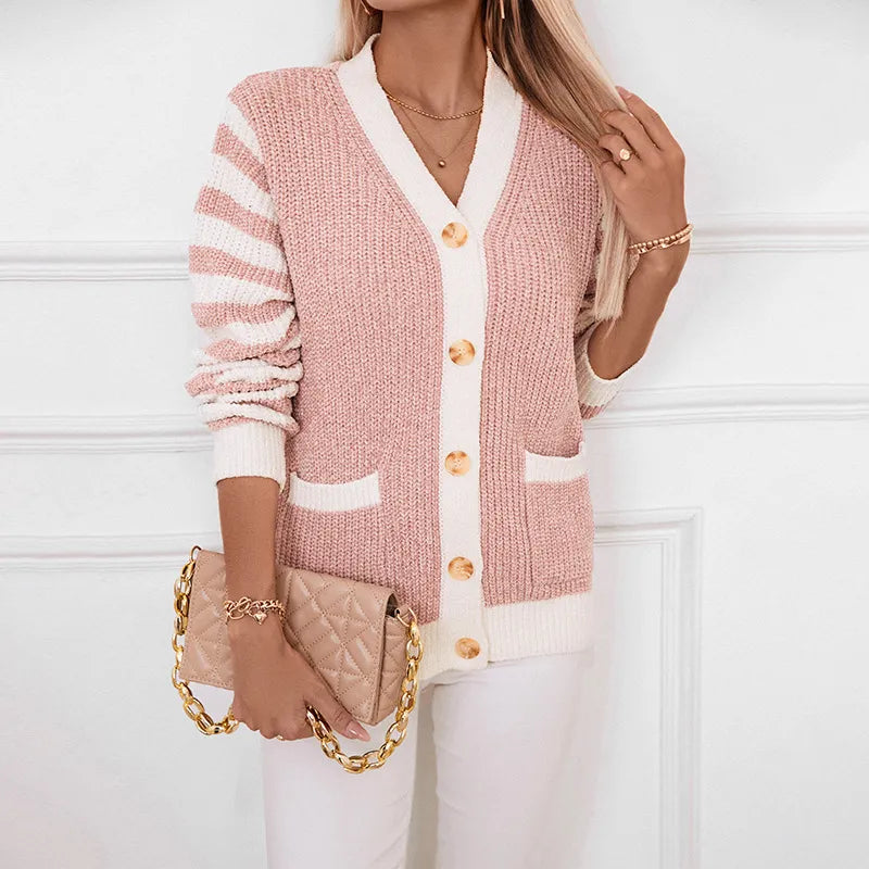 Nicolle - Jersey de rayas con botones para mujer