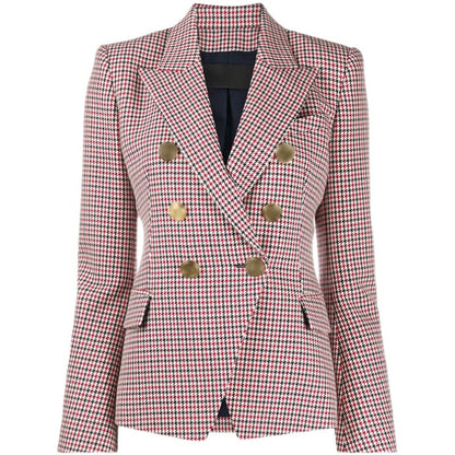 Vivi - Blazer de pata de gallo para mujer con tapeta de doble botón