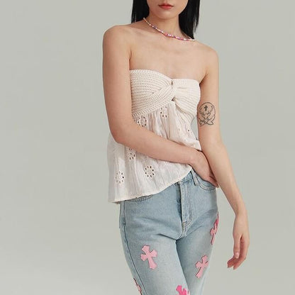 Kayenne - Top de verano chic, sin mangas y cruzado para mujer