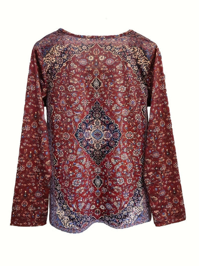 Loisa - Camiseta casual con cuello en pico y estampado floral