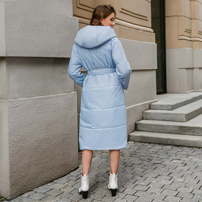 Abrigo largo acolchado para mujer con cinturon - Catrina