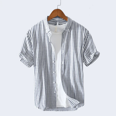 Camisa abotonada de manga corta para hombre - rayas