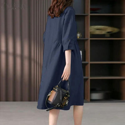 Juliette - Vestido camisero con tapeta de botones y bolsillo en el pecho