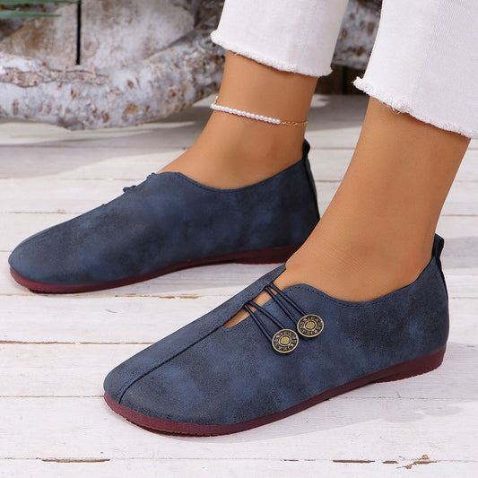 Zapatos planos para mujer ante suave con diseño artesanal - Teresa