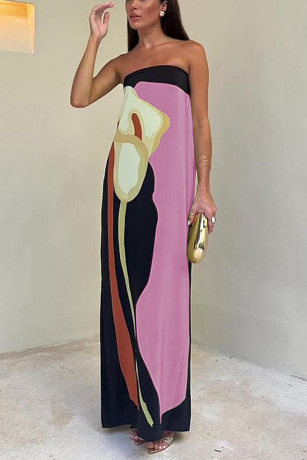 Semma - Maxi sin hombros con estampado floral