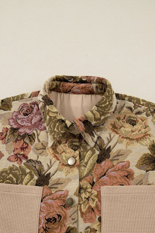 Chaqueta floral combinada de punto para mujer - Olyane