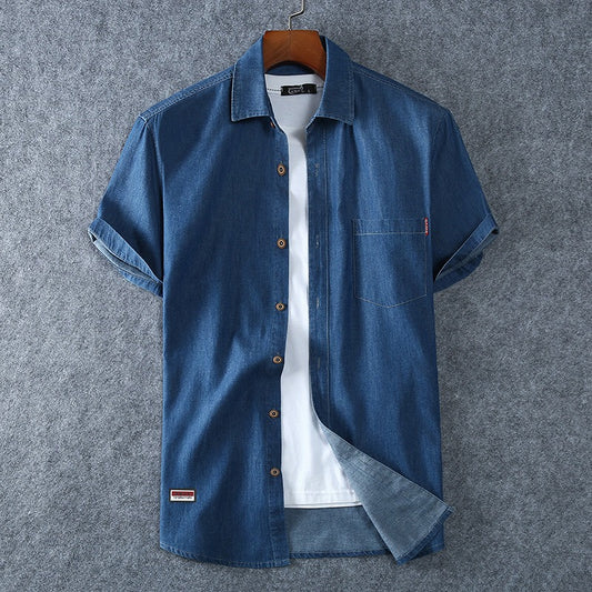 Camisa vaquera hombre manga corta algodón azul - Denver