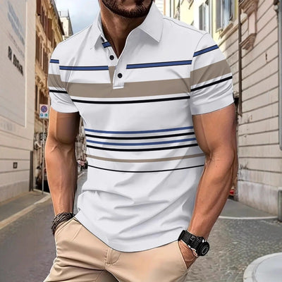 Polo para hombre manga corta rayas estilo casual elegante - Mateo