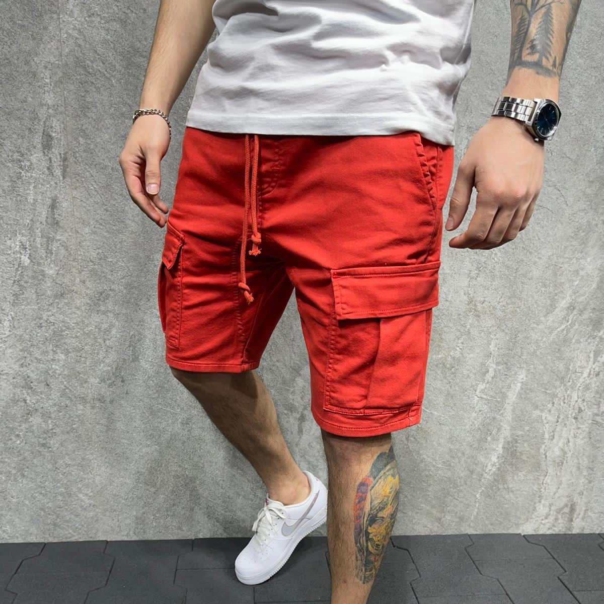 Pantalones cortos para hombre de algodón con bolsillos estilo cargo - Dario