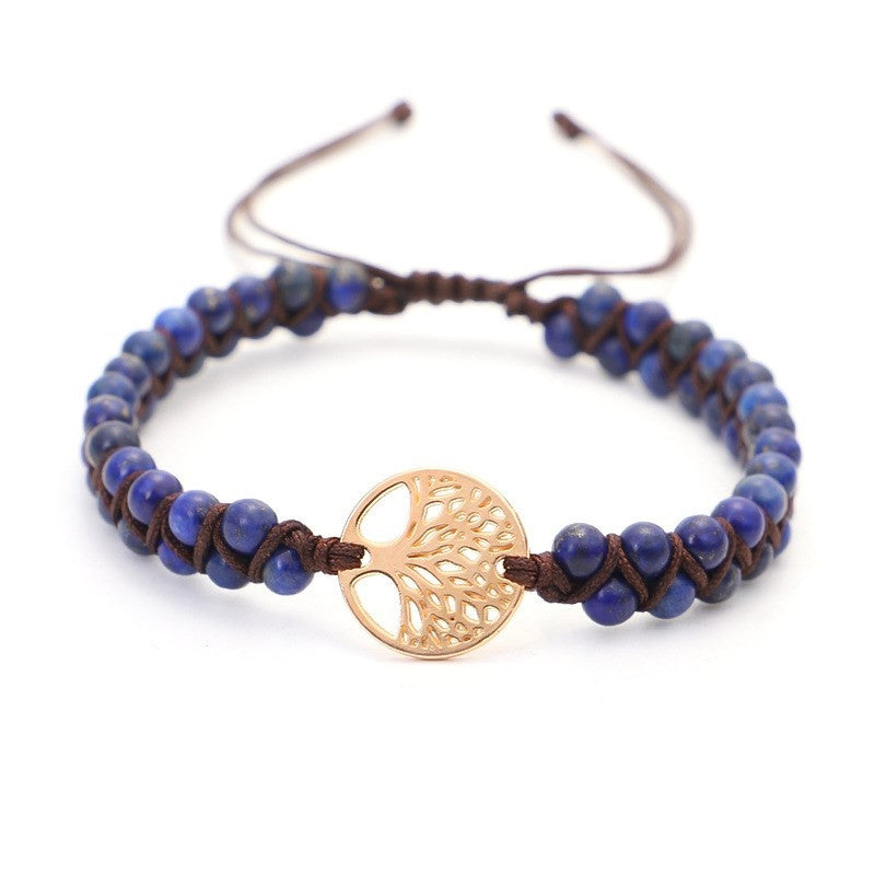 Pulsera de yoga tejida con dije árbol de vida