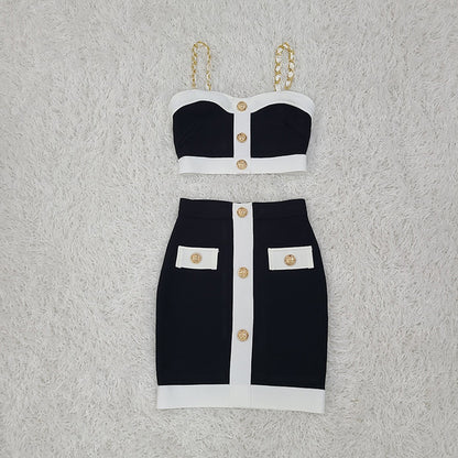 Vestido mini para mujer con tejido estructurado botones decorativos - Valeria