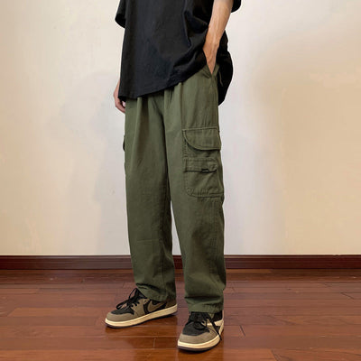 Liam - Pantalones rectos finos de verano verde militar
