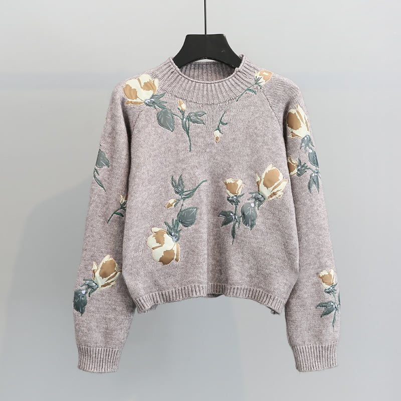 Jersey de punto para mujer con bordado floral - Adrienne