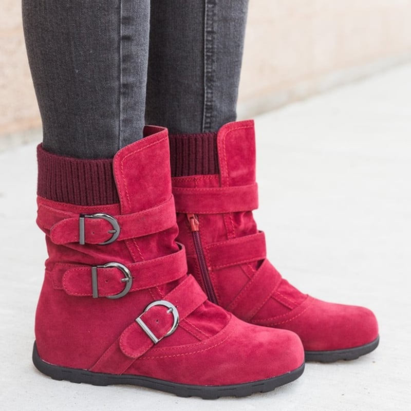 Botas casuales de mujer con hebillas y detalle en gamuza - Amelie