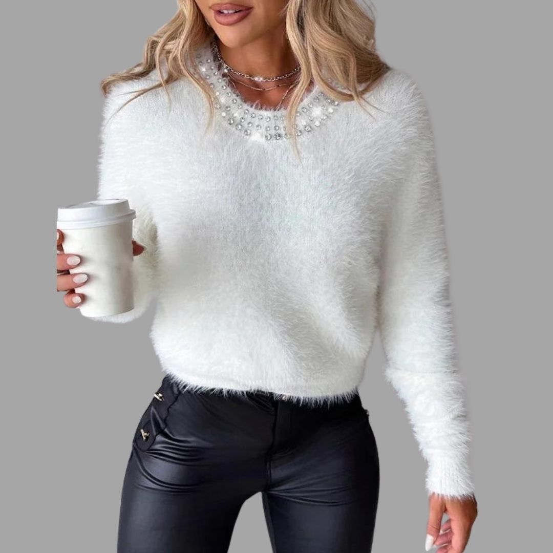 Moors - Lujoso jersey de forro polar con cuello adornado