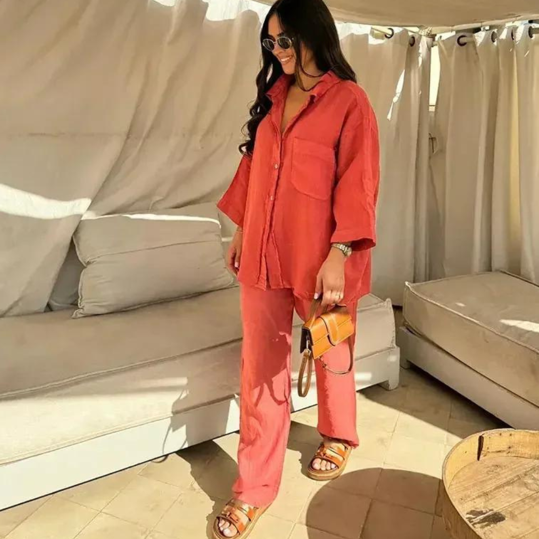 Nienke - Conjunto suelto vintage para mujer