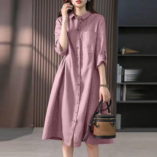 Juliette - Vestido camisero con tapeta de botones y bolsillo en el pecho