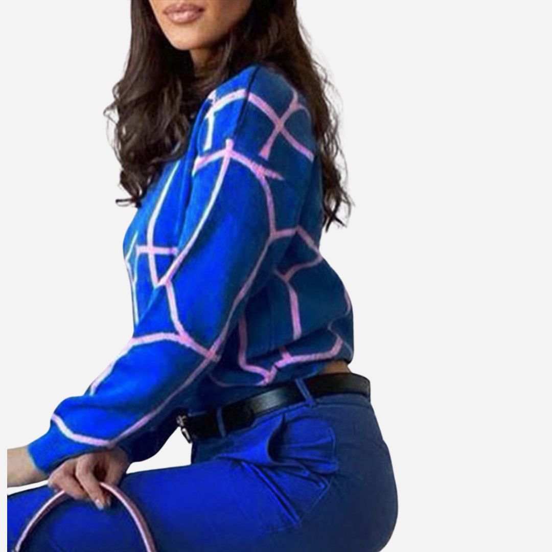 Chio - Jersey geométrico de cuello redondo y estampado llamativo