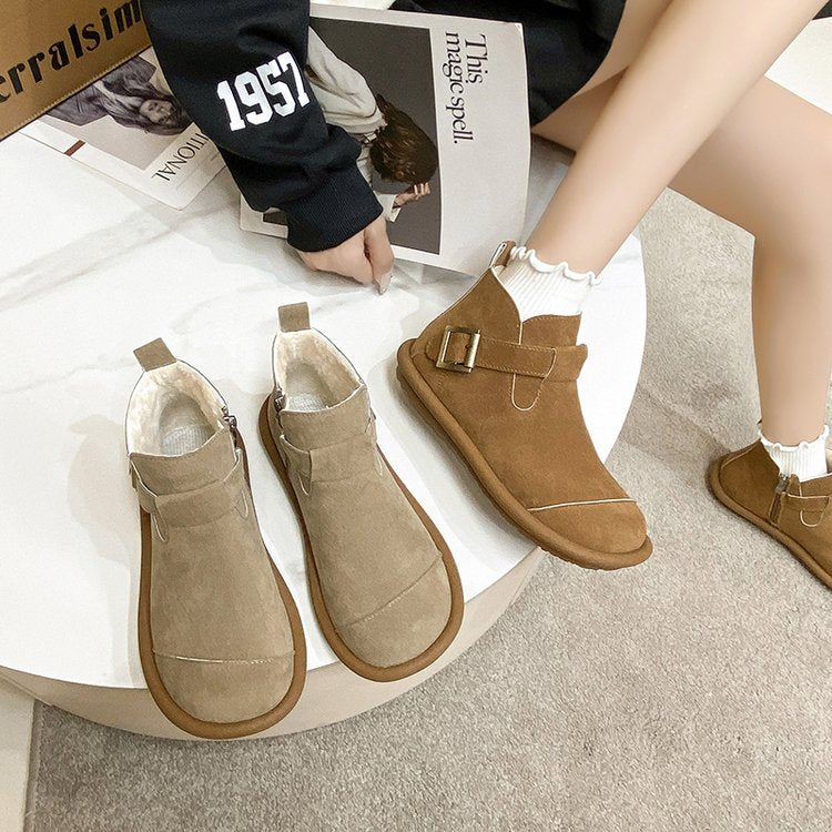 Botines de invierno para mujer en ante con hebilla lateral - Estelle