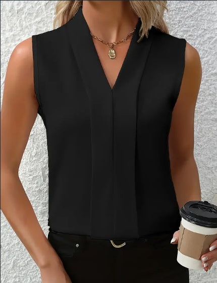 Sina - Elegante blusa sin mangas con escote en V para mujer