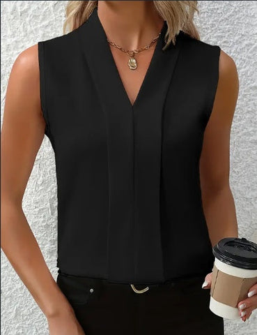Sina - Elegante blusa sin mangas con escote en V para mujer