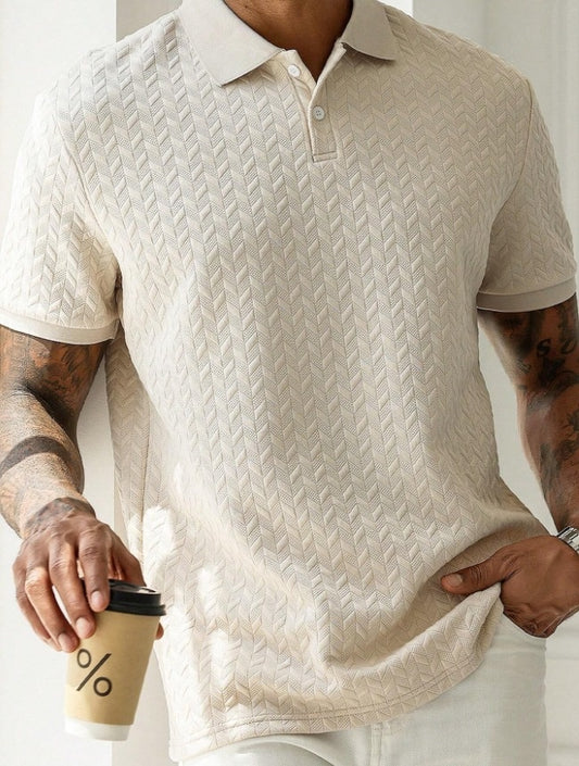 Polo hombre textura geométrica color crema - Edgar