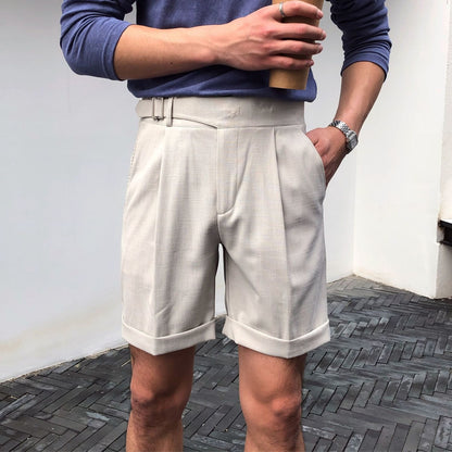 Pantalones cortos hombre pinzas elegantes cintura alta - Lorenzo