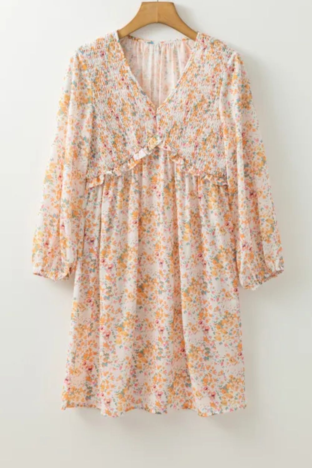 Arielle - Minivestido estampado con escote en V y mangas globo