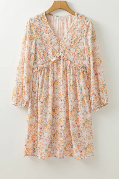 Arielle - Minivestido estampado con escote en V y mangas globo