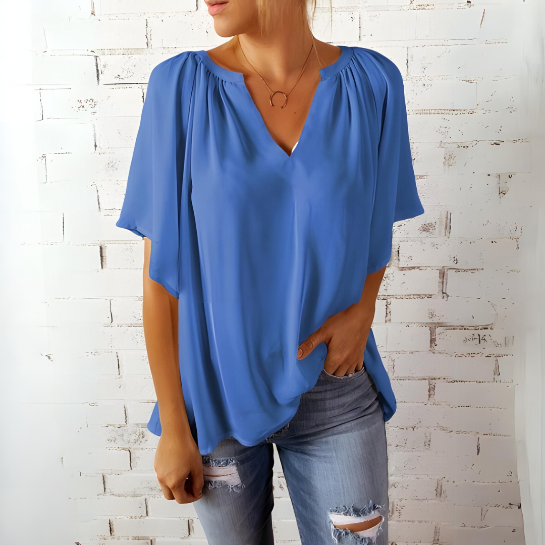 Tineke - Elegante blusa de mujer con cuello en V