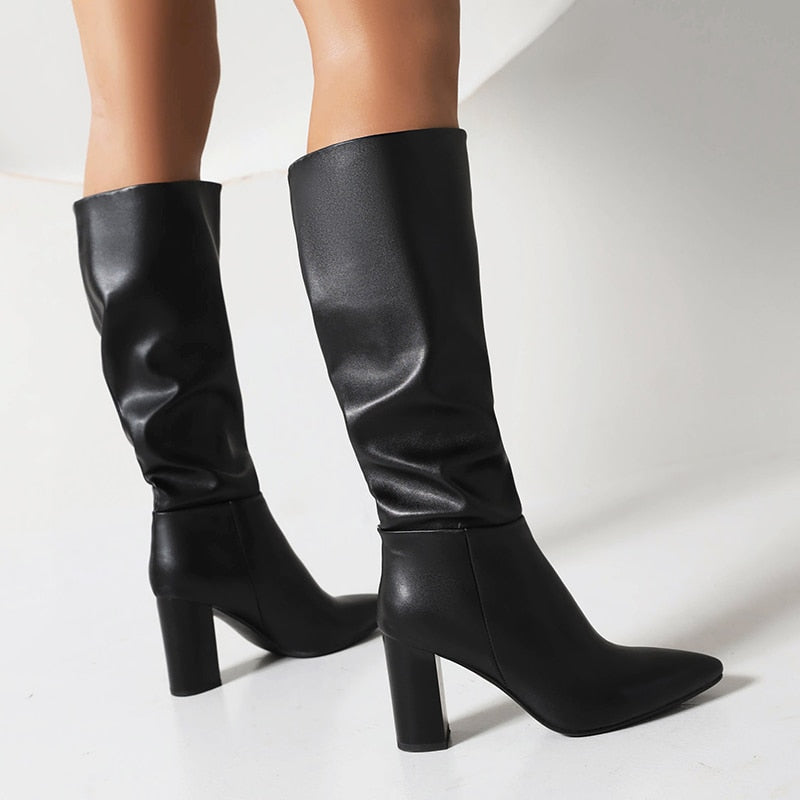 Botas mujer altas con tacon ancho elegante - Amira