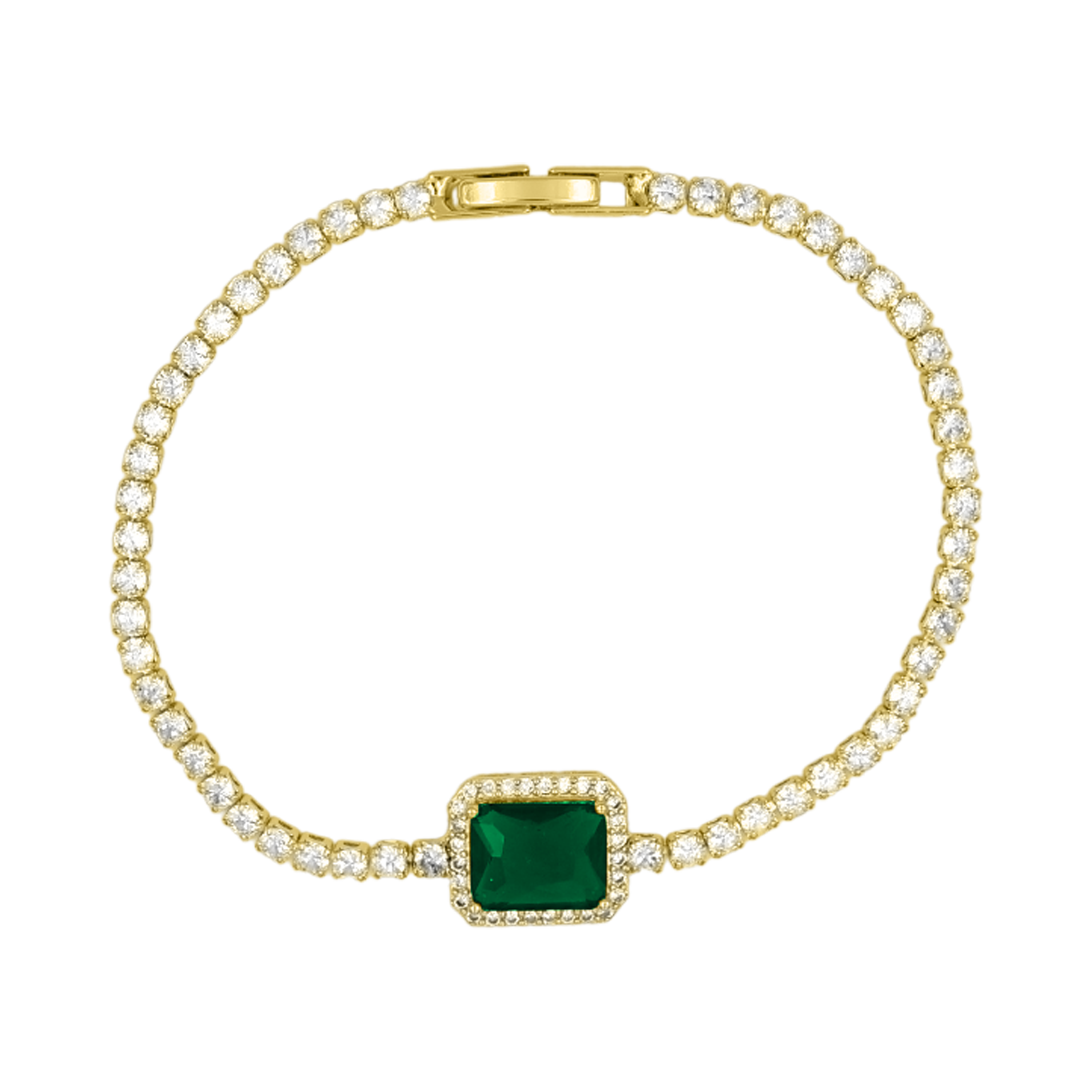 Pulsera Esmeralda 14K baño de oro