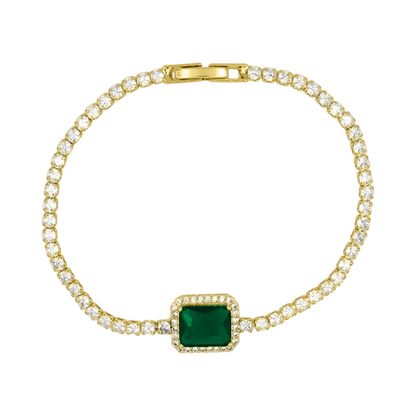 Pulsera Esmeralda 14K baño de oro