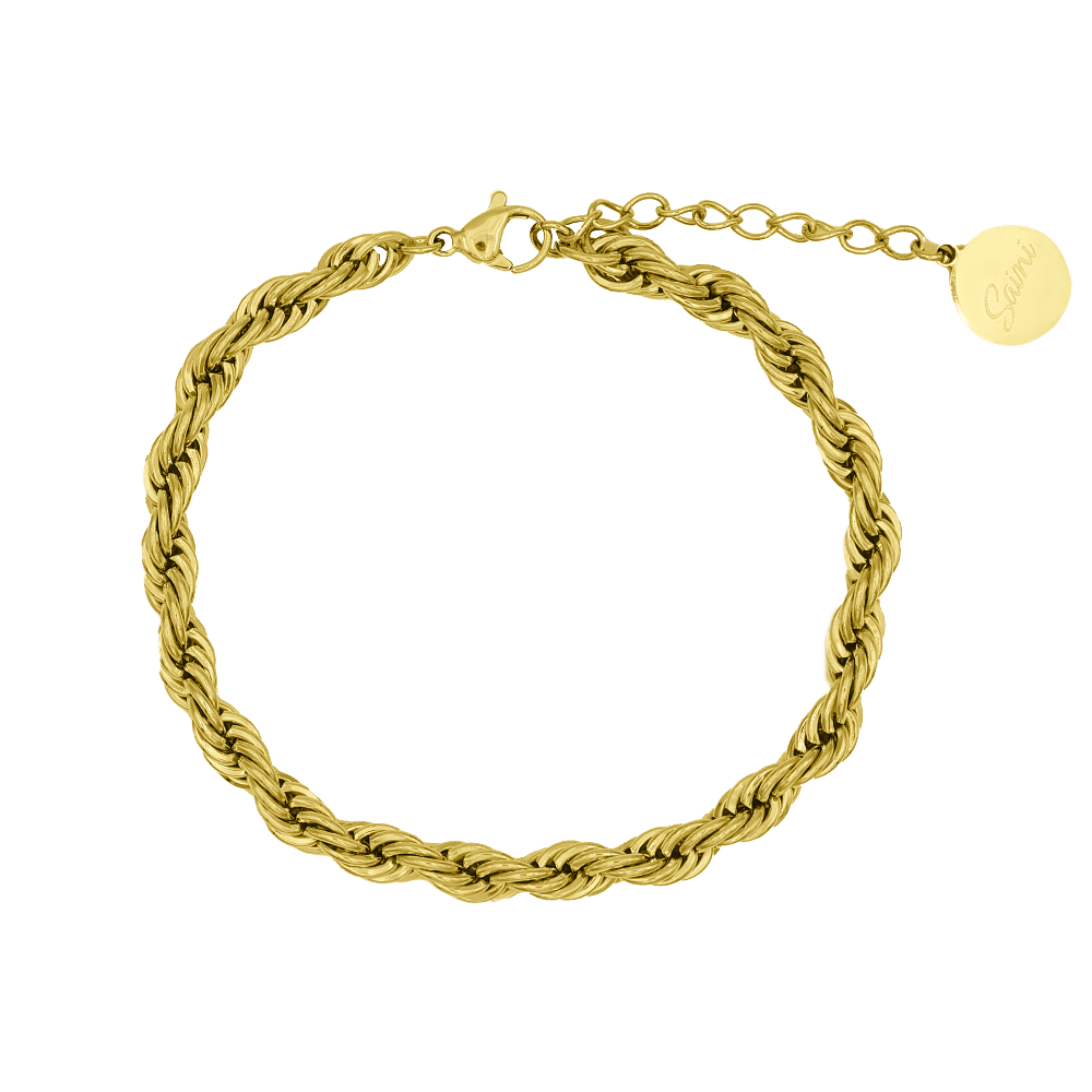 Pulsera trenzada chapada en oro de 14 quilates